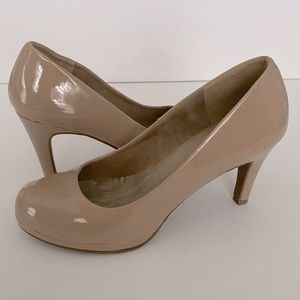 Nude Patent Leather Pumps